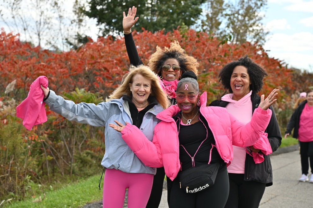 a group of women at a breast cancer awareness walk